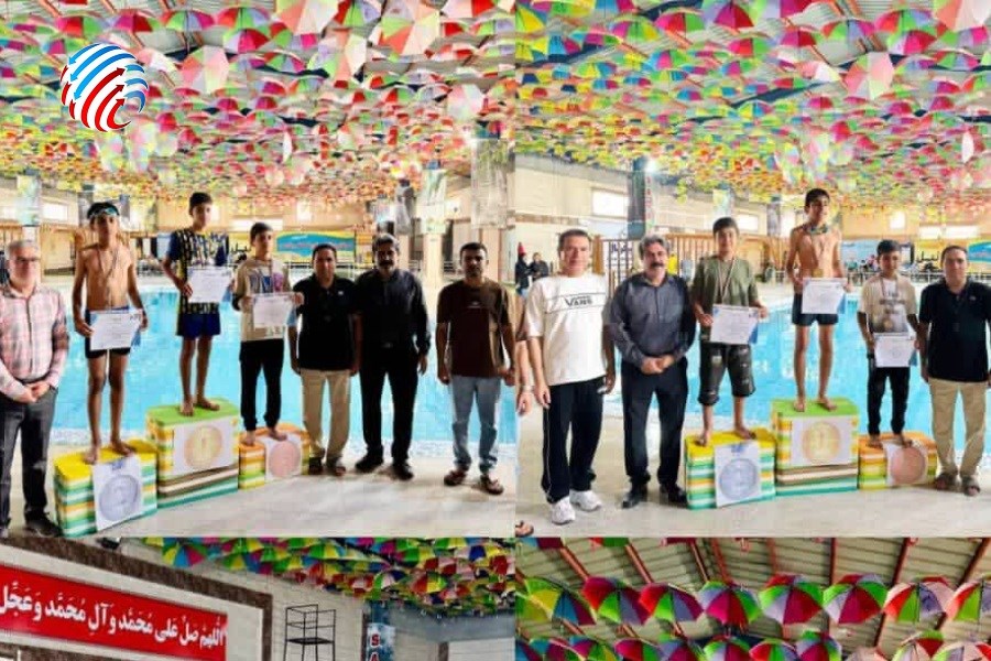 رقابت‌های پرشور شنای پسران در لامرد به مناسبت هفته تربیت بدنی